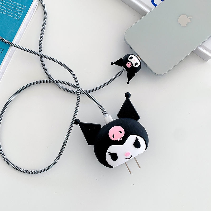 4pcs/set Charger Protector compatible with iPhone 18W/20W Cute Cartoon Soft Silicone Cord Protector Charging Cable Cover compatible with iPhone 13 12 Charger [cchoice]