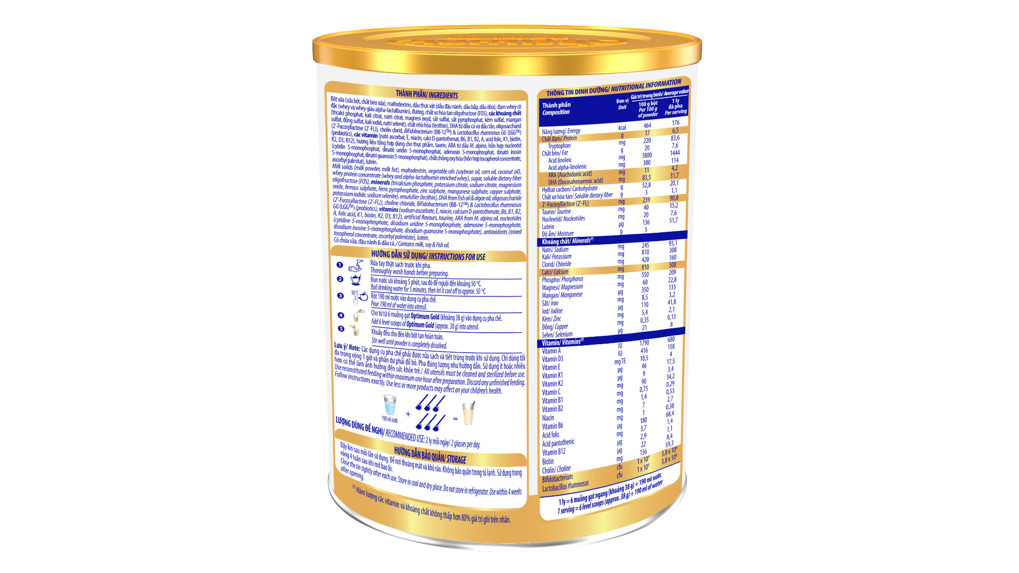 Sữa bột Optimum Gold 4 - lon 1.45kg (cho trẻ từ 2- 6 tuổi) Chính hãng