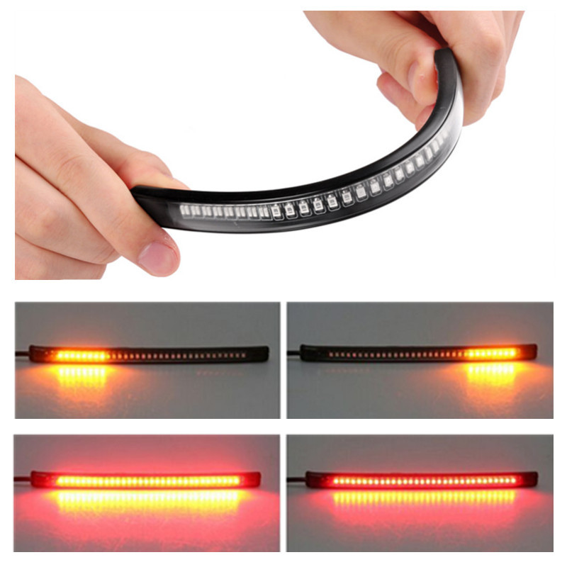 48 LED Universal Flexible Motorcycle Light Strip Tail Brake Stop/Turn Sign Light