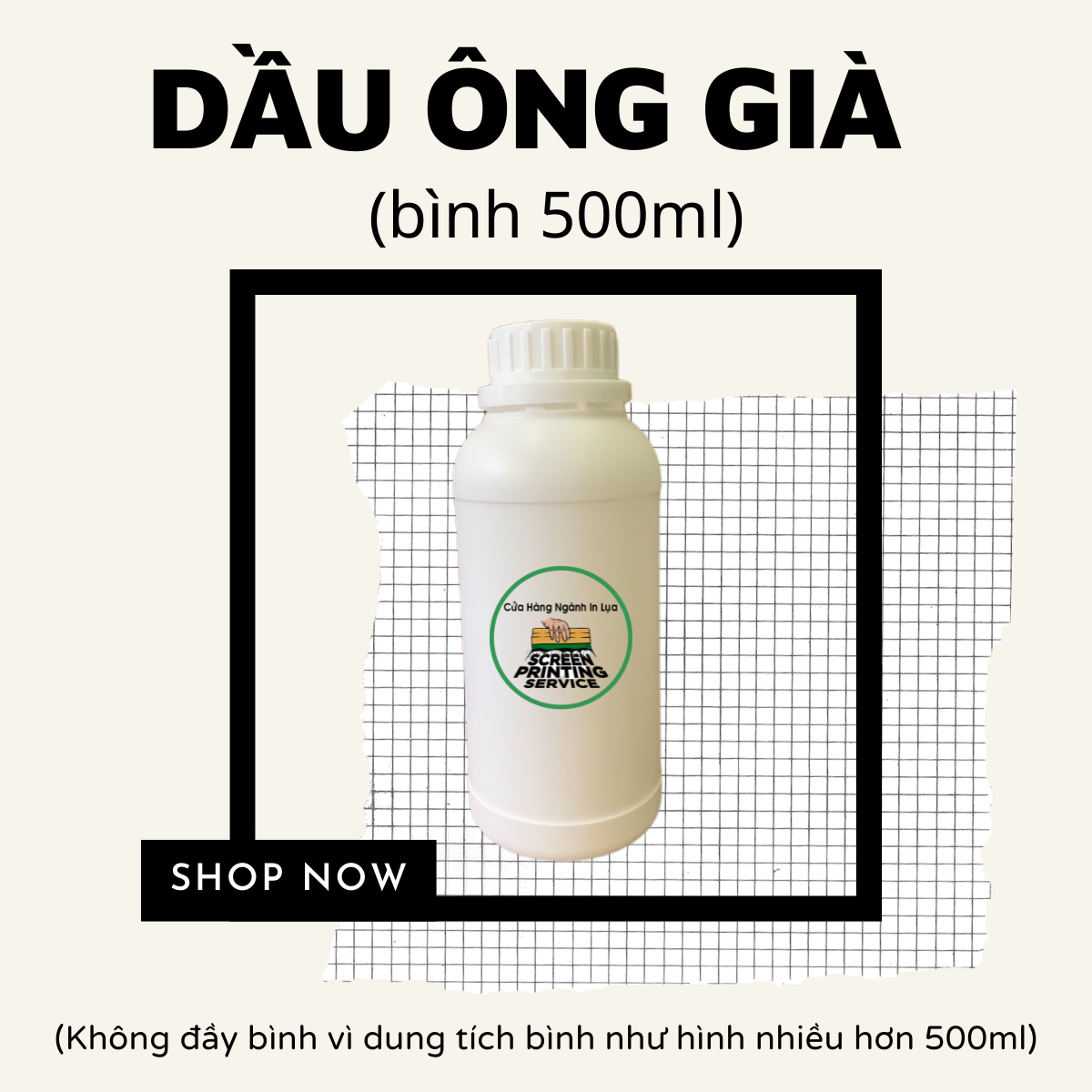 Dung môi dầu ông già tẩy rửa khung in lụa