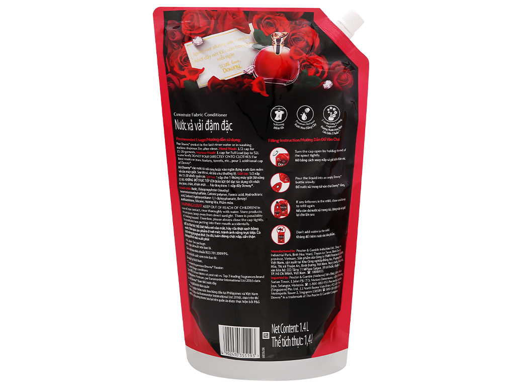 NƯỚC XẢ VÀI DOWNY  ĐAM MÊ 1.35L