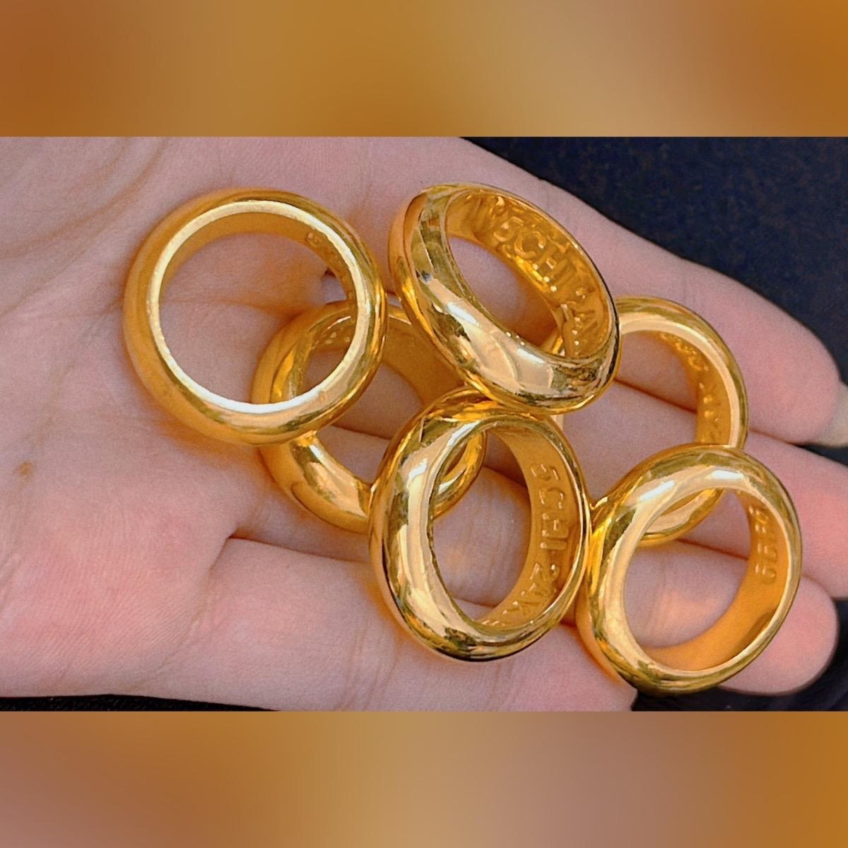 Nhẫn ĐỒNG VÀNG bền bỉ khâu trơn (5 chỉ) khắc ký hiệu đẹp như ảnh - Chuẩn màu