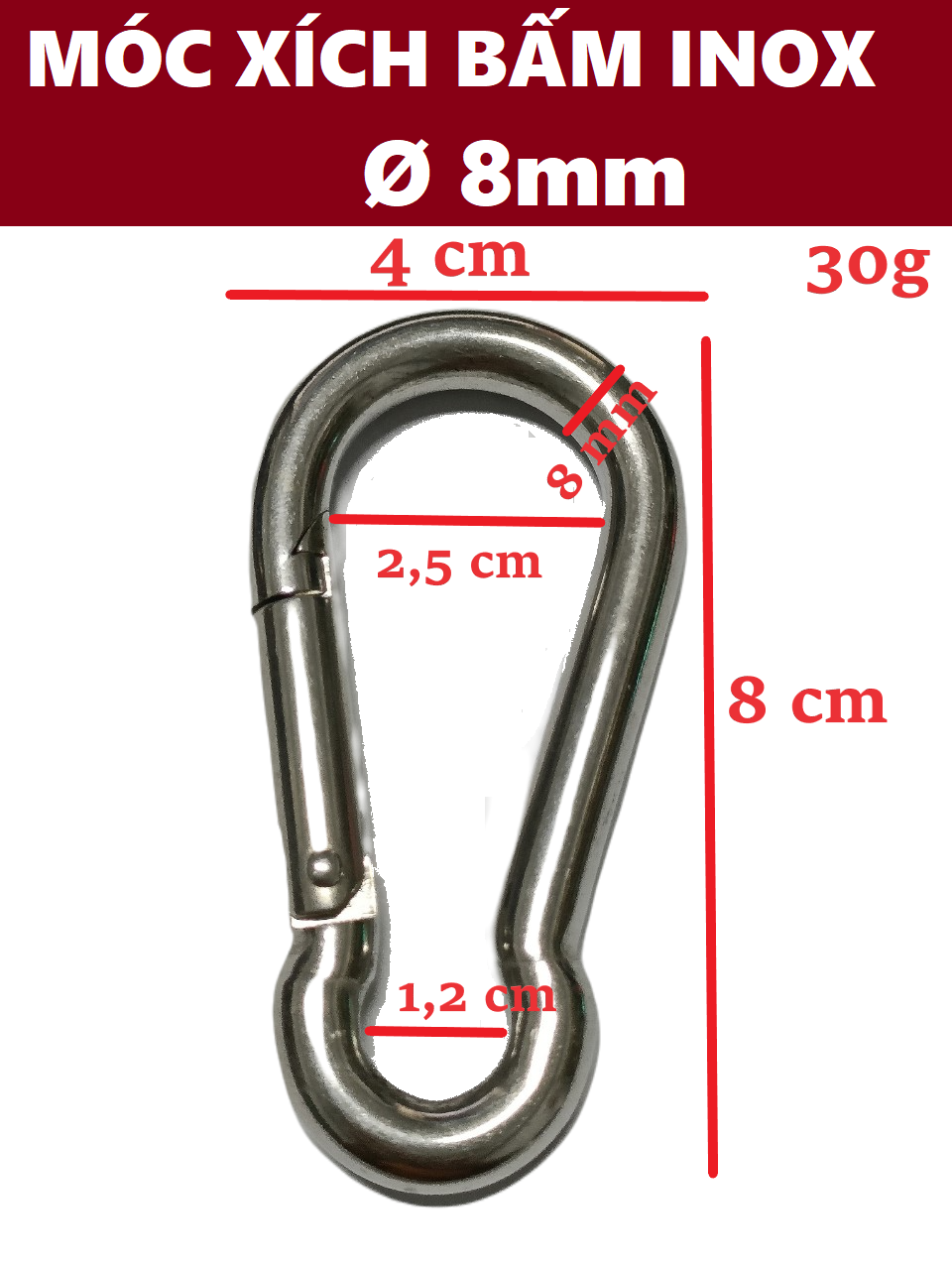 Móc xích bấm inox 304 [ Ø 8mm ] - Không rỉ, sáng bóng, sạch, hàng mới zin nét - #vattuducduyen