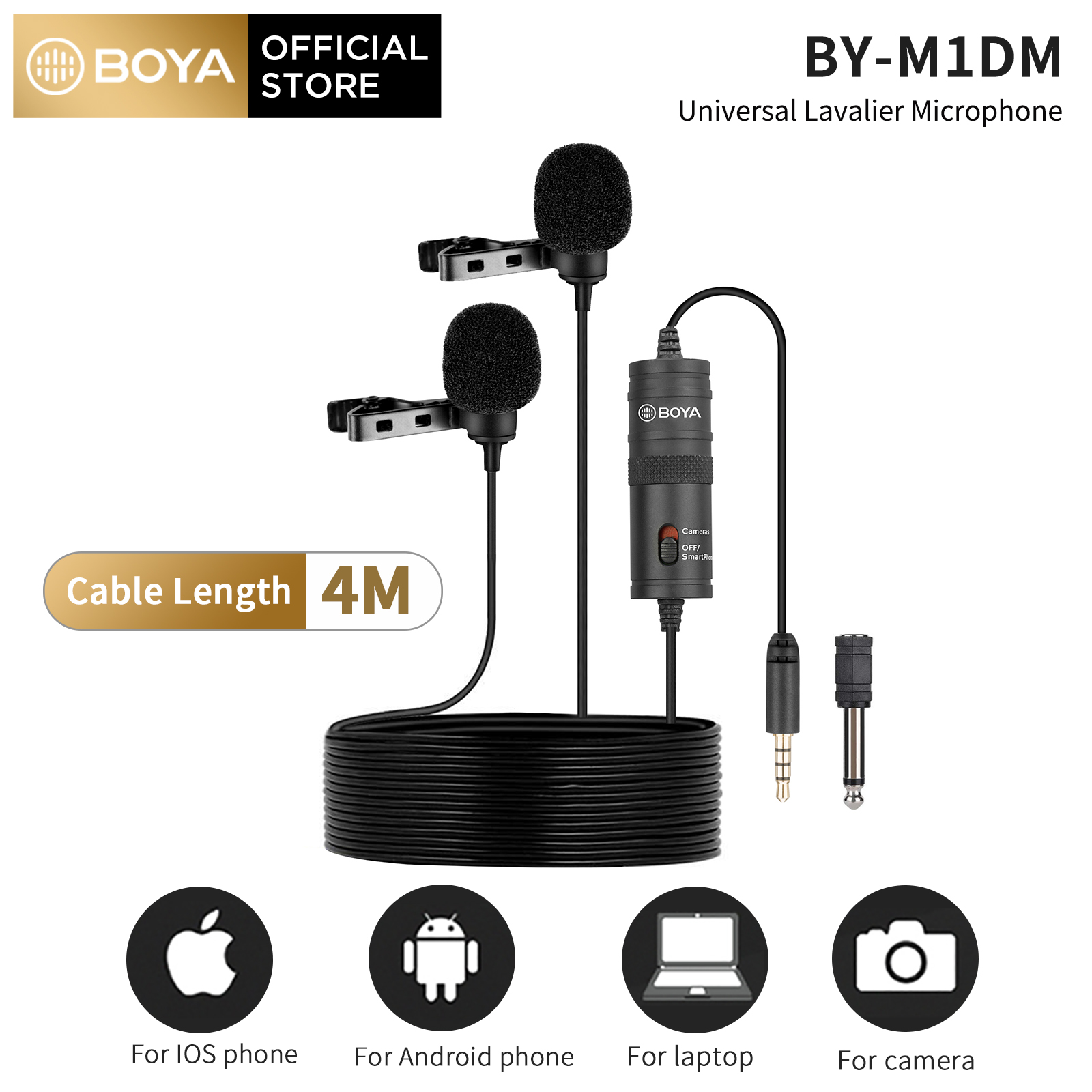 Smartphones,　Video　Pro　Recording　Camcorders,　Lavalier　Clip-on　BY-M1　Omnidirectional　iPhone　Vlogging　Youtube　Lazada　M1DM　Microphone　Mic　PC　Lapel　for　ASMR　Android　Original　Livestream　PH　BOYA　DSLRs,