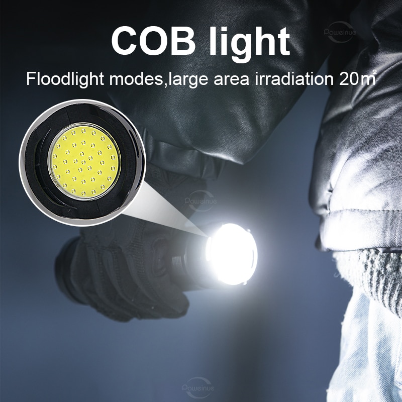 Đèn pin LED công suất cao 1000W Zoom 5000m tầm xa đèn Flash Đèn pin sạc USB Đèn pin Led cực mạnh