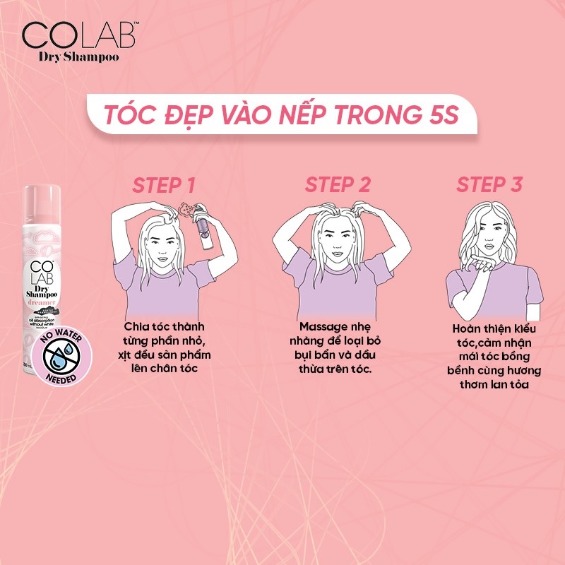 Dầu Gội Khô Colab Dry Shampoo 200ml