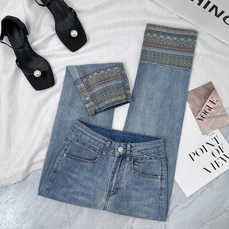 High-waisted Wide-leg Jeans Women's Spring Summer Straight Leg Loose Slimming Nine-point Pants Ladies Jeans