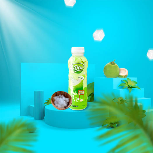 Lốc 6 chai nước dừa thạch dừa adew 450ml