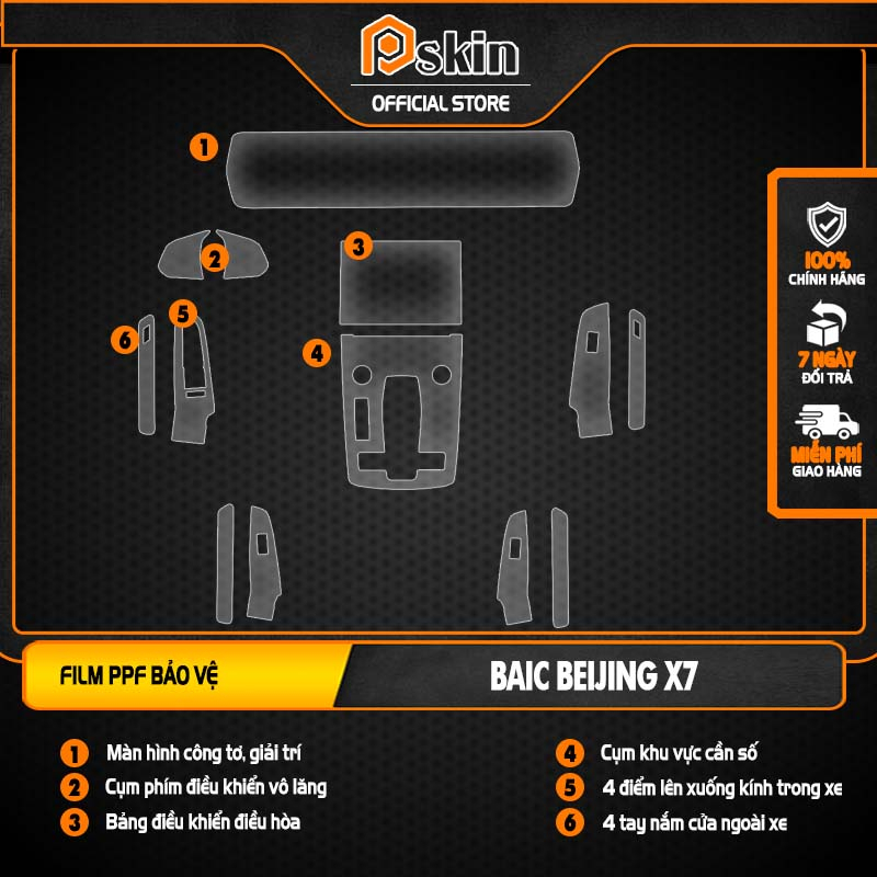 Dán PPF trong suốt bảo vệ nội thất Beijing-X7