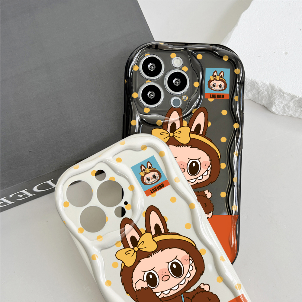 Hontinga for OPPO A3x Back Cover Cute Labubu Phone Case Texture Wavy Edge Soft Mobile Cover. 