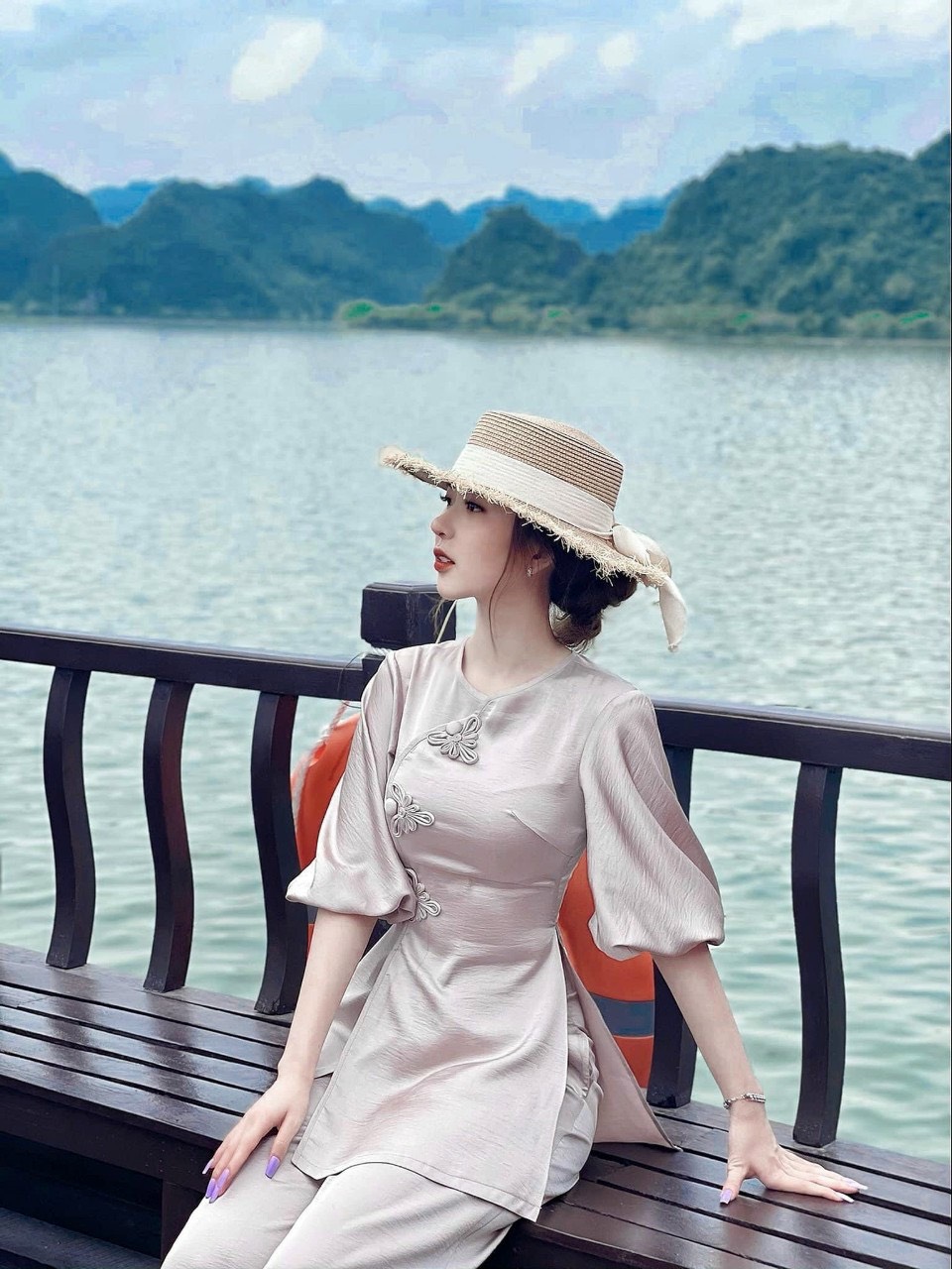 Đồ Lam Đi Chùa # Mẫu 3 Bông Lụa# Quần Áo Nữ
