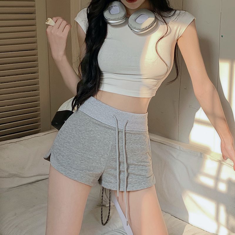 Plus size y2k sports shorts for girls women Korean style high