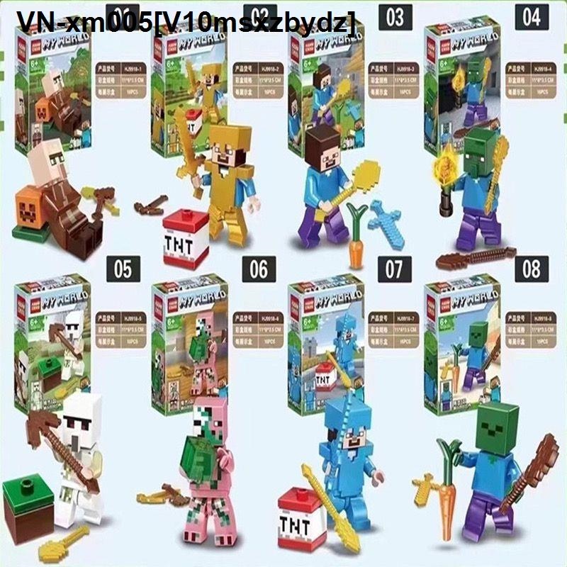 Minecraft Tương thích với Minecraft Các nhân vật nhỏ Vũ khí mê hoặc Kim cương Steve Minifigure Bộ hoàn chỉnh 303HIM