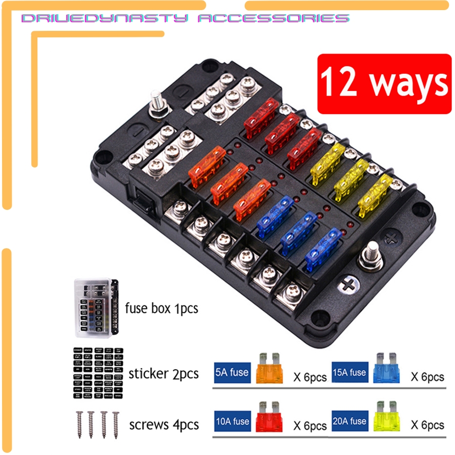 DriveDynasty Auto 6 Way 12 Way Fuse Box Plastic Cover 12V 32V Fuse