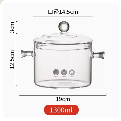 Large Capacity Cooking Pots Thickened Explosion-Proof Glass Pan Transparent Visible Ustenes Of Cuisine Double Handle Stew Pot 2023