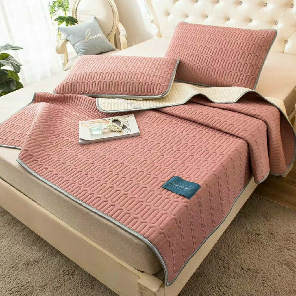 Chiếu điều hòa tencel mủ cao su non 1m6 x2m mới nhất mát lạnh mẫu màu hồng đậm