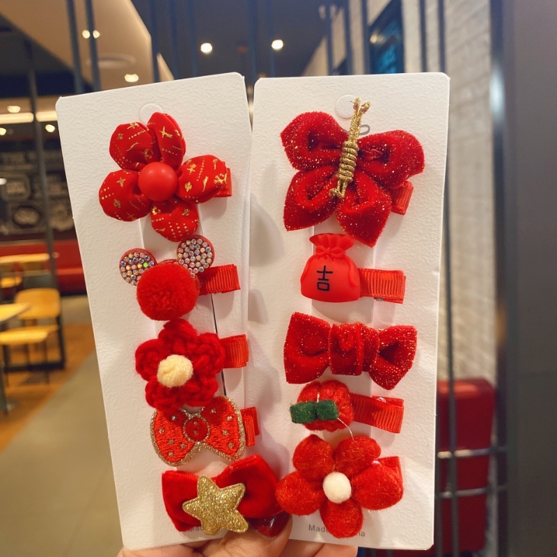 Set 5 Kẹp Tóc Hàn Quốc Cho Bé Gái Kẹp Đỏ