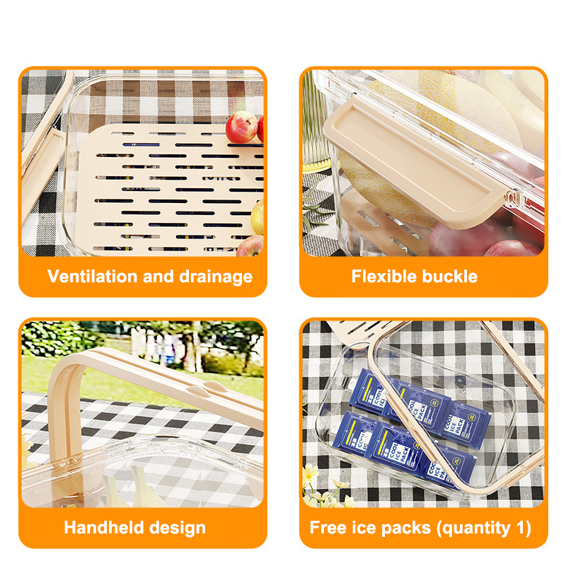 Portable crisper Plastic crisper Portable outdoor picnic box Refrigerator storage box