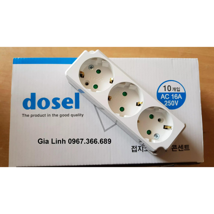 Ổ cắm điện Hàn Quốc Dosel 3 lỗ DC1212