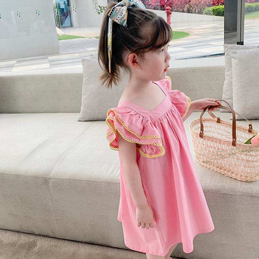 Bear leader đầm bé gái mùa hè mới 2022 đầm ngọt ngào cổ vuông tay bồng váy - ảnh sản phẩm 7
