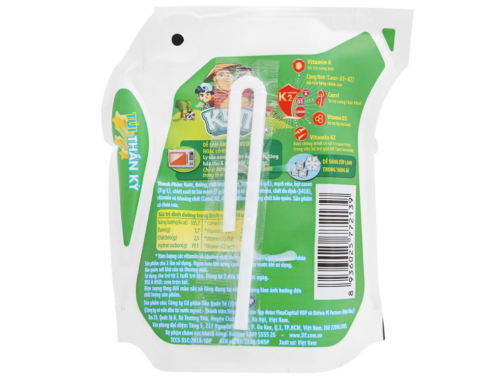 (HSD T3-2025) Thùng 24 Túi Sữa Chua Uống Socola Lúa Mạch LiF Kun 110ml.