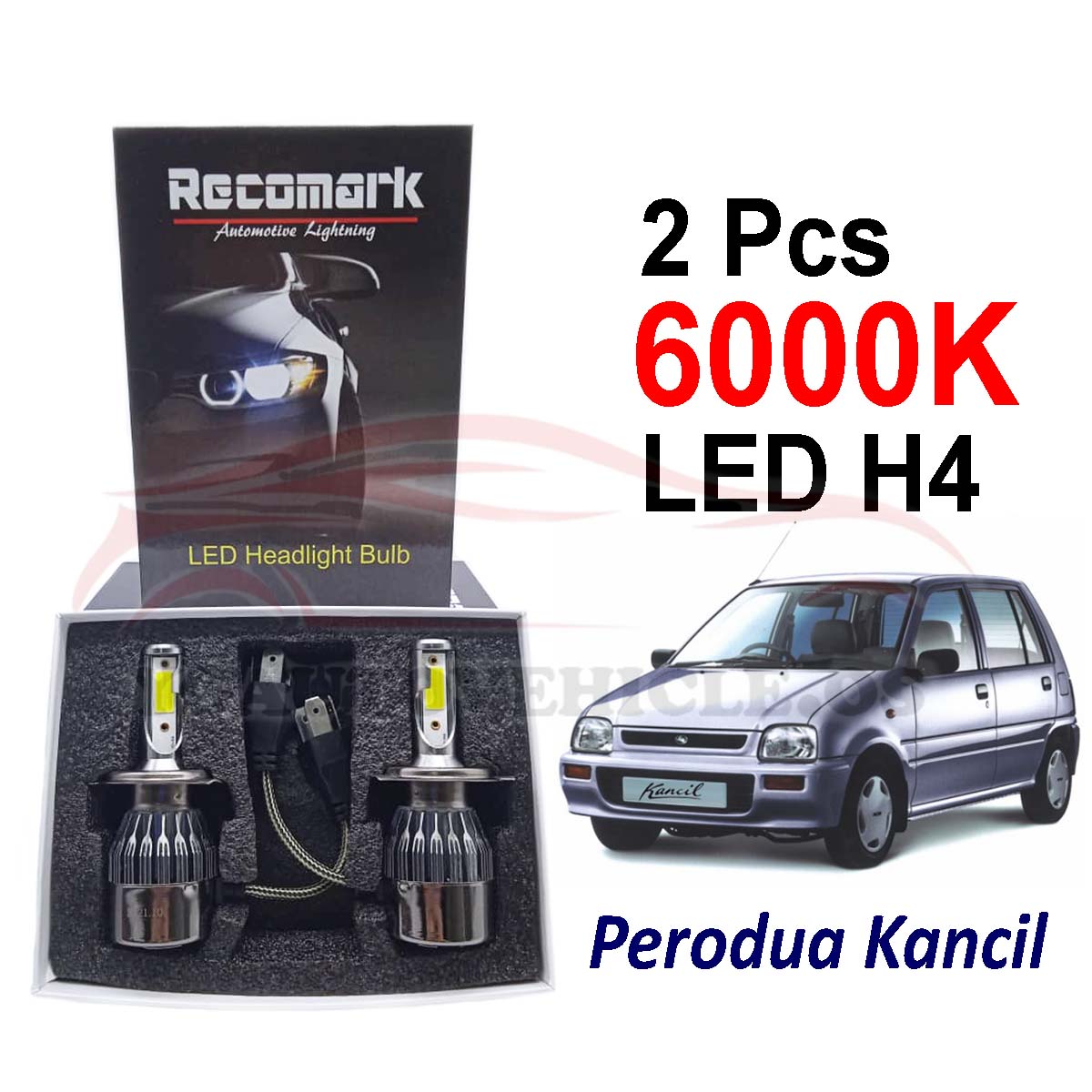 Perodua Kancil H4 Car LED Headlamp LED Headlight Bulb 2Pcs 6000K
