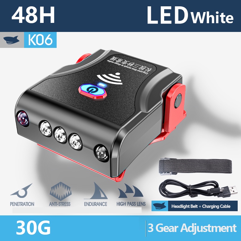 SmilingShark Mini Sensor Headlight Rechargeable Fishing Head Lamp Led Hat Clip Lamp Super Bright Head Flashlight USB Charging IPX4 Waterproof Outdoor Hiking Fishing Running Repairing Working Head Torch Light