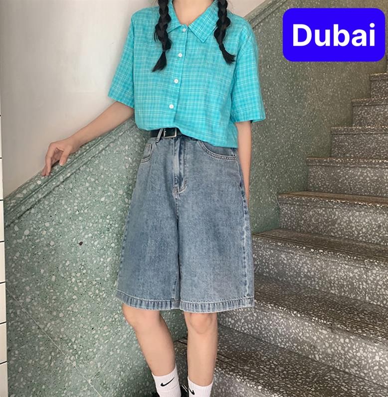 QUẦN SHORT SỌT JEAN LỬNG KIỂU NGỐ NỮ CHẤT BÒ ỐNG SUÔNG RỘNG LƯNG CAO NÂNG MÔNG NHẬT BẢN HOT TREND - DUBAI FASHION