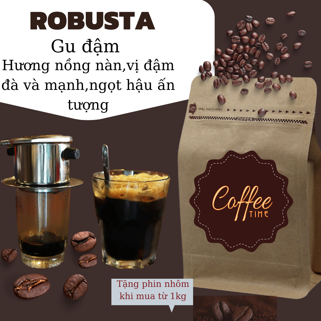 Cà phê rang xay nguyên chất Robusta 100% từ vườn Đắk Lắk - Hương nồng nàn