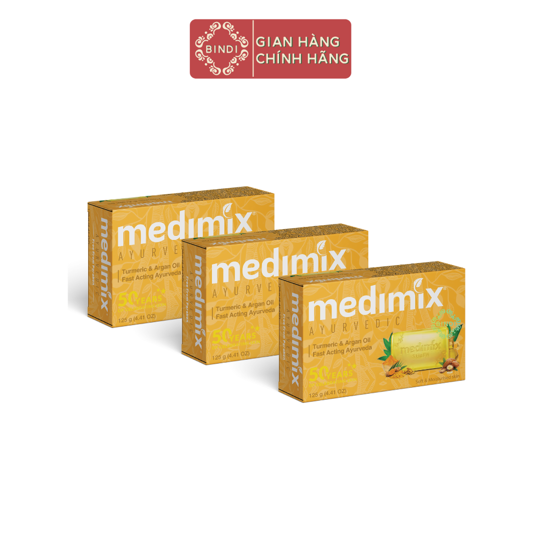 Set 3 Xà Phòng Medimix Nghệ & Dầu Argan ngừa mụn & thâm 125g