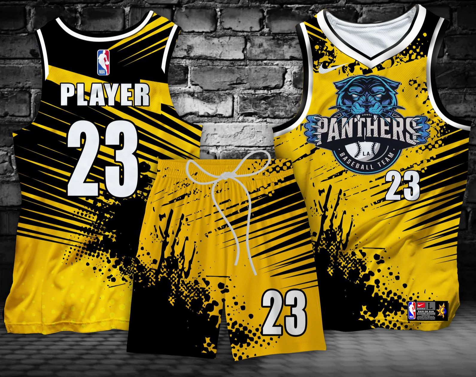 YELLOW PANTHERS 01 FREE CUSTOMIZE NAME AND NUMBER ONLY BASKETBALL ...