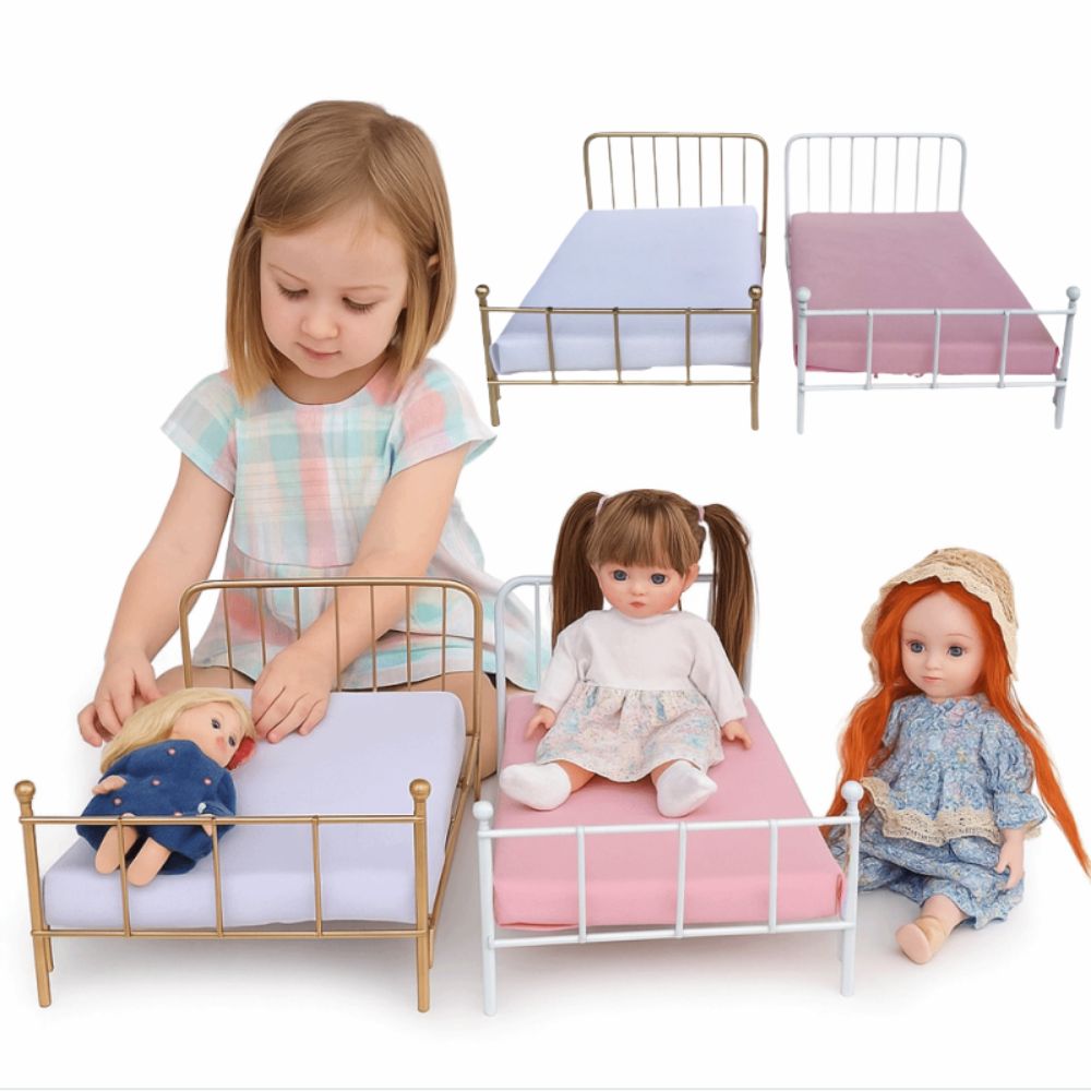 Creative%20:12%20Scale%20Dollhouse%20Bed%20Frame%20Bedroom%20Scene%20Doll%20Bed%20Furniture%20With%20Mattress%20Single%20Bed%20Mini%20Bed%20Model%20Dollhouse%20Accessories%20-%20Image%202