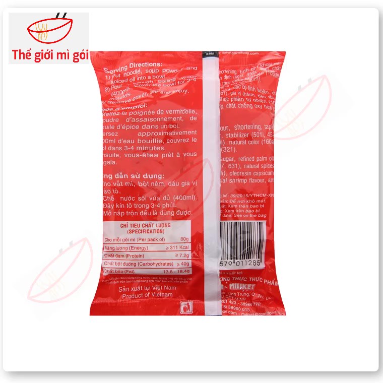 Mì tôm đỏ Miliket (thùng 30 gói) loại 80g