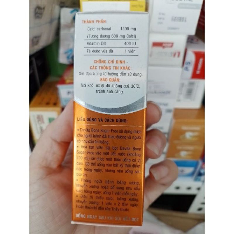 DAVITA BONE SUGAR FREE TUÝP 10 VIÊN SỦI