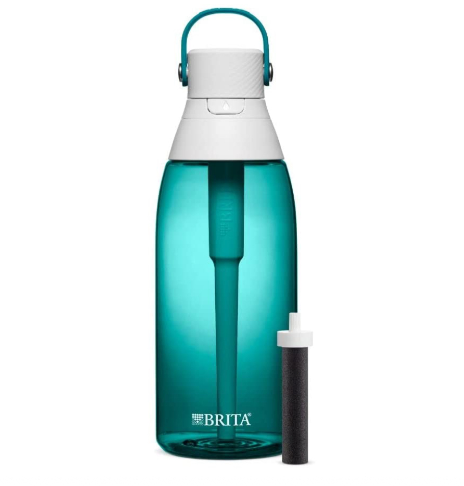 Brita Plastic Water Filter Bottle, 36 Ounce, Sea Glass, 1 Count