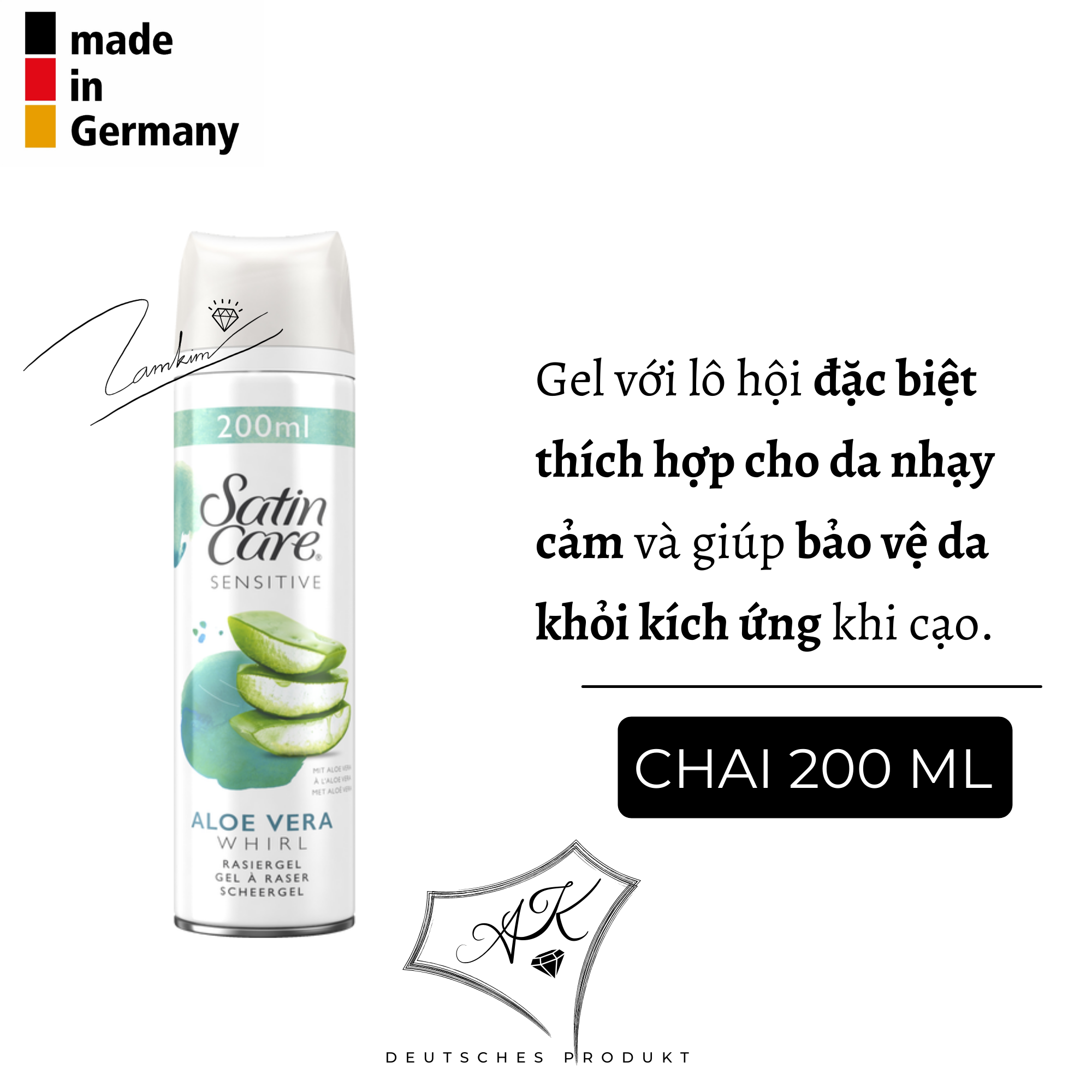 [ Hàng Đức ] Bọt, gel cạo lông GILLETTE - SATIN CARE