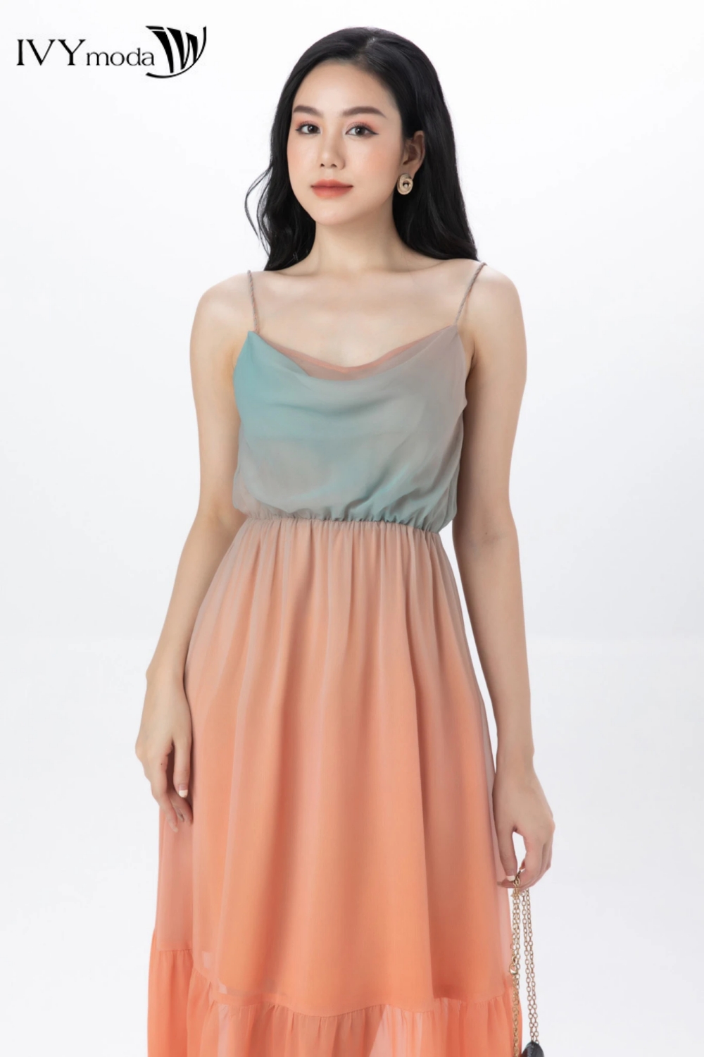 Đầm lụa hoa đậu thơm- Sweet Pea Dress IVY moda MS 41B9301