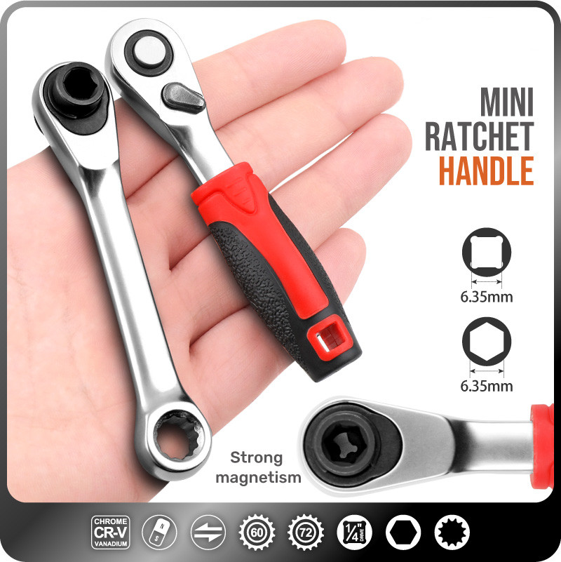 Cờ Lê Ổ Cắm Bánh Cóc Hai Đầu 2 Trong 1 Mới Tua Vít Điều Khiển Đầu Lục Giác Mini 72 Răng Tay Cầm Cờ Lê Tháo Nhanh Hai Chiều