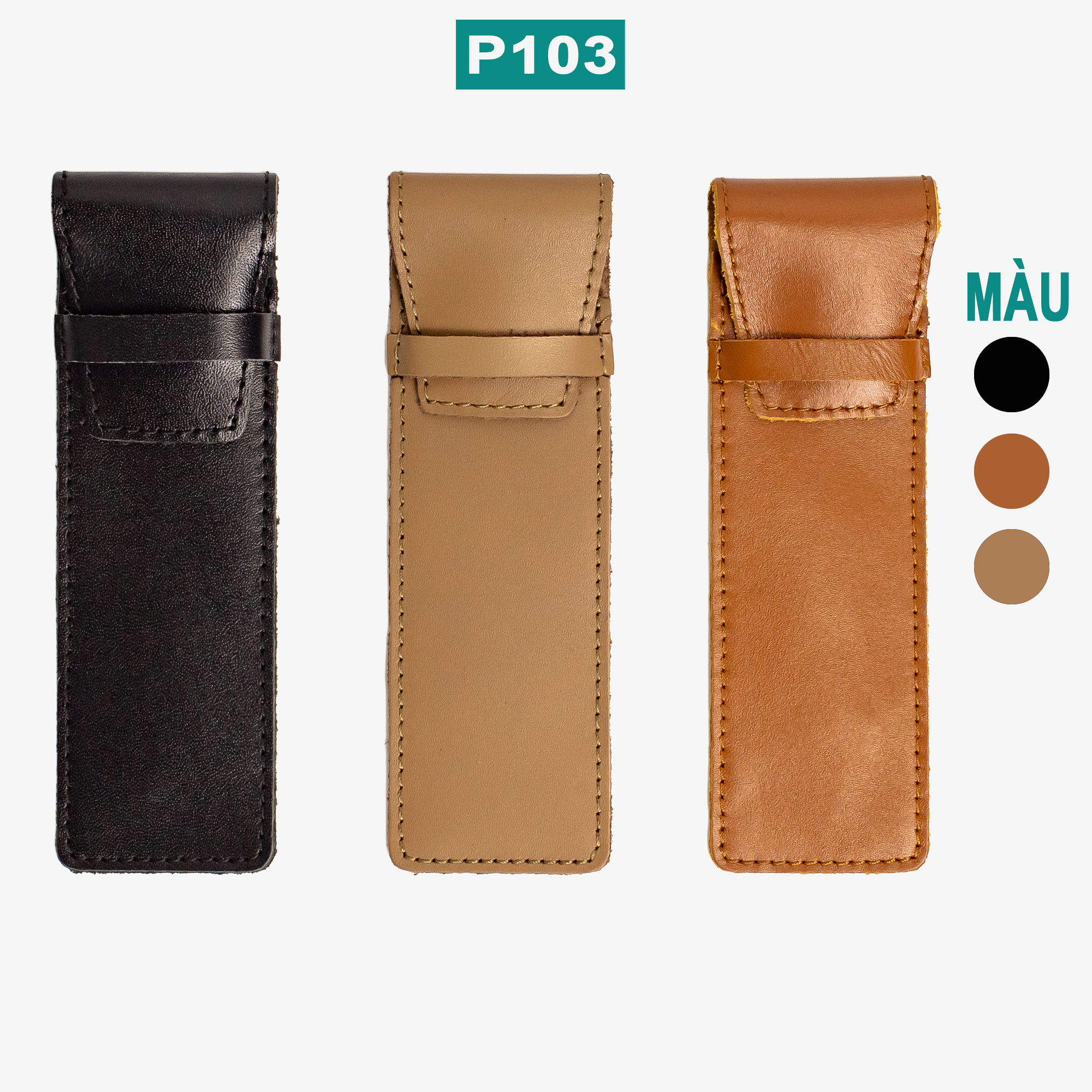 Bao bút khâu viền thủ công P103  da bò thật, chất liệu cao cấp, khâu viền thủ công rất tỉ mỉ, hàng giống như hình