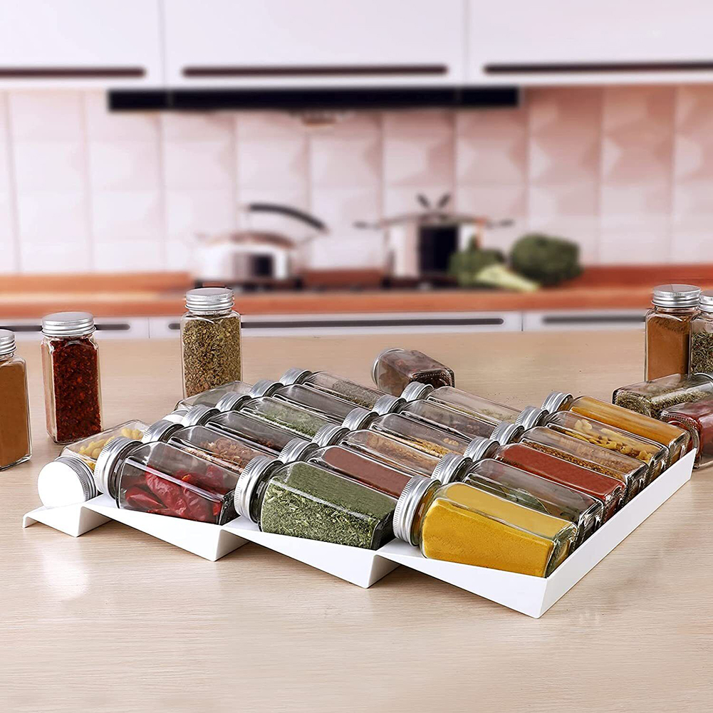 2Pcs Expandable Spice Drawer Organizer, 4 Tier Spice Rack - Drawer Insert Tray