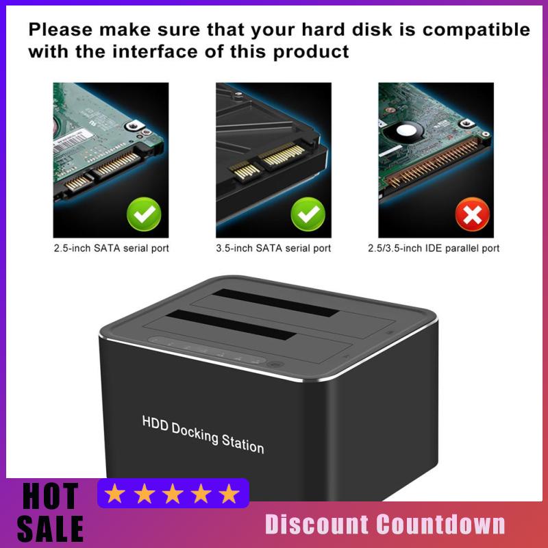 Usb3.0 Hard Disk Base 2.5/3.5 Inch Hard Drive Disk Case Double Bay Sata Expansion Base Copy Clone Function
