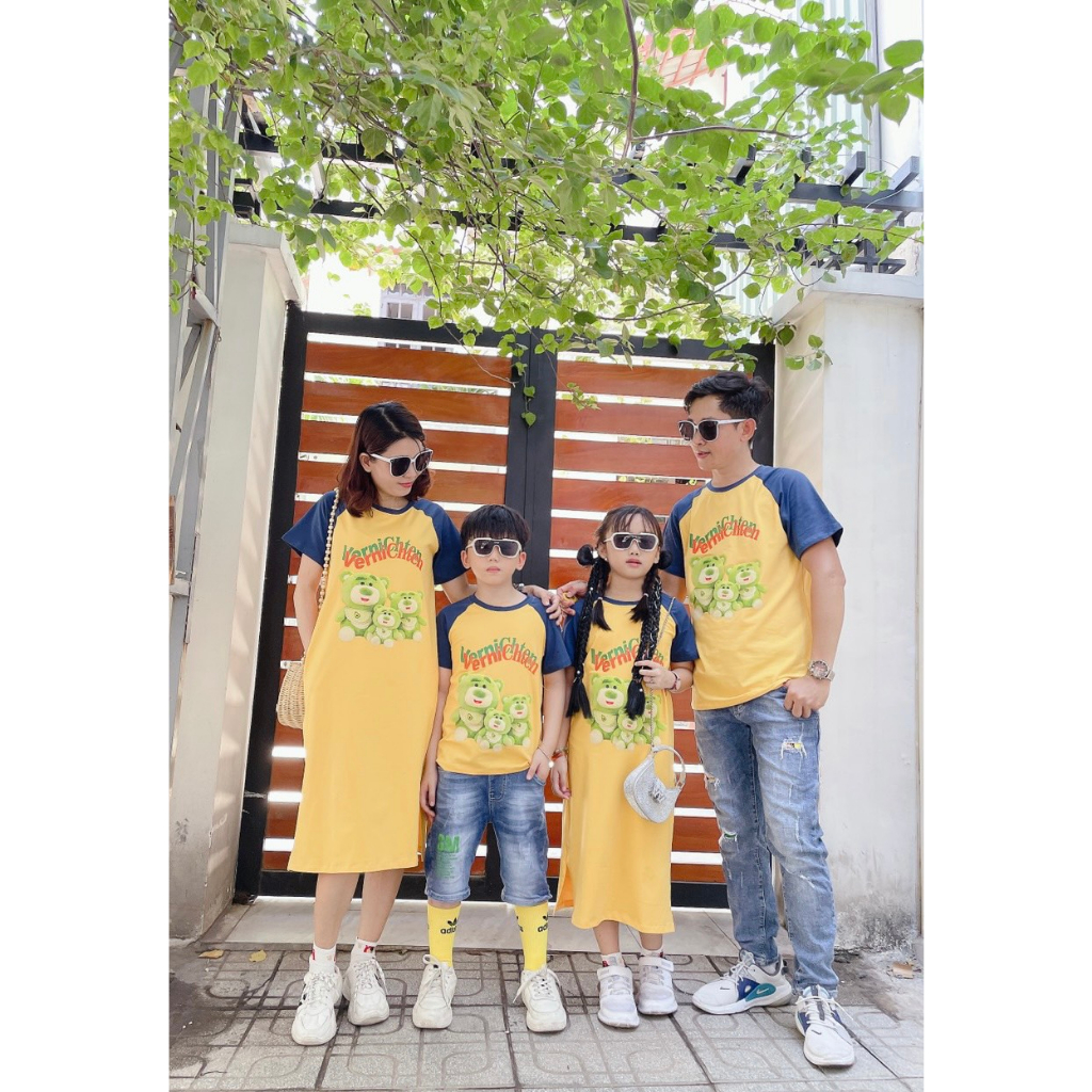 Set Đồ Đôi Gia Đình Gấu Bơ VÀNG DD08