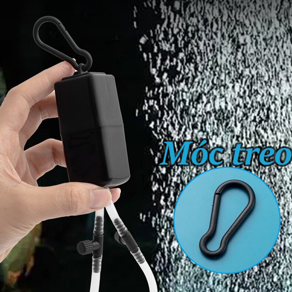 Máy sủi oxy mini USB 2 vòi sục khí bể cá