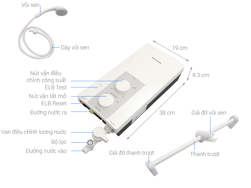 Máy nước nóng trực tiếp Panasonic DH-3RL2VH (3500W)