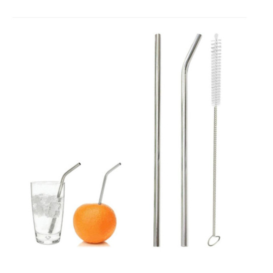 COMBO Ống hút INOX cao cấp chống rỉ - combo 3 món (ống hút inox thẳng, ống hút inox cong, dụng cụ vệ sinh ống hút)