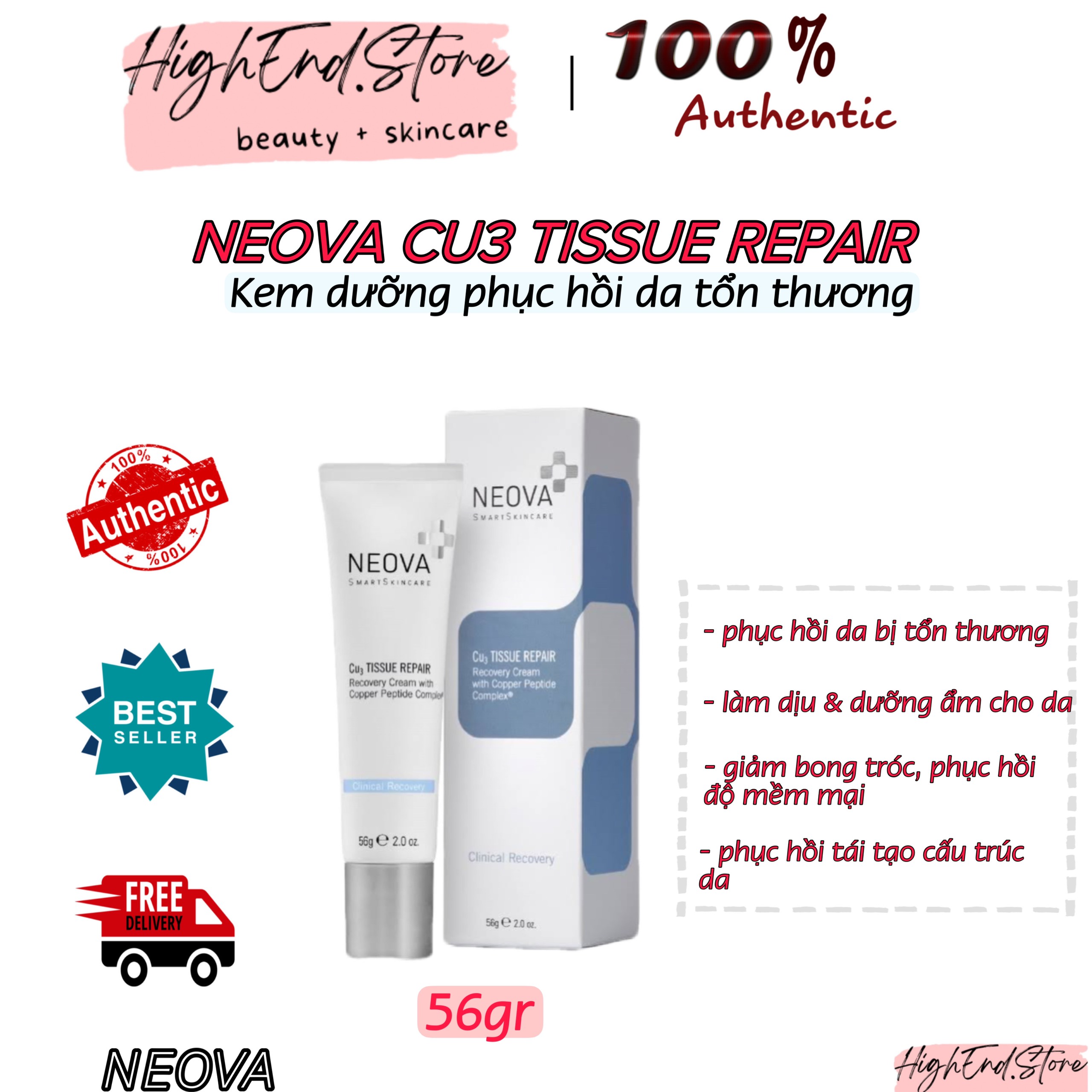 Kem Dưỡng Phục Hồi Neova Cu3 Tissue Repair Cream 56gr - HÀNG CÔNG TY thumbnail