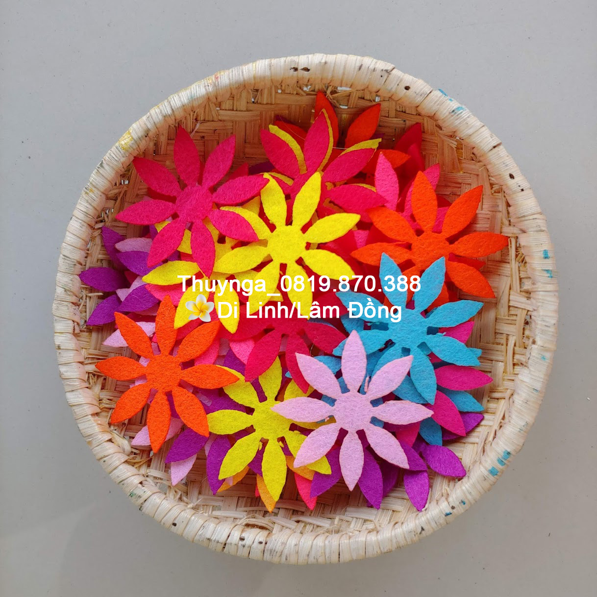 Sét 30 hoa vải ni3 5cm mầm non