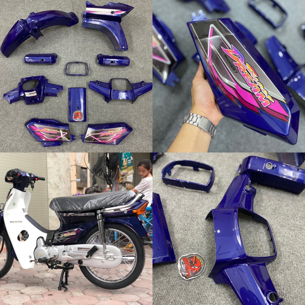 Dàn áo - bộ vỏ nhựa dream abs cao cấp xanh gp, lắp cho các xe honda dream ii thái việt, tq ) .