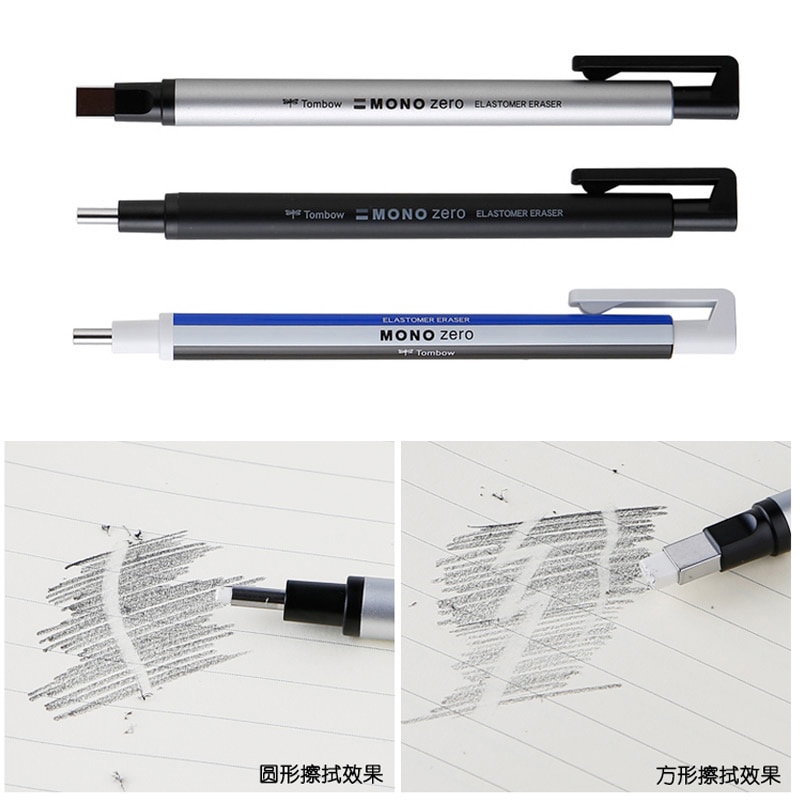 TOMBOW MONO Zero Eraser Mechanical Eraser Meticulous Highlighting Refillable Pen Shape Rubber Press Type School Stationery