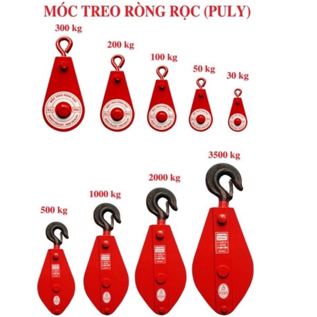 Ròng rọc thép treo Pully 300kg (Đỏ)